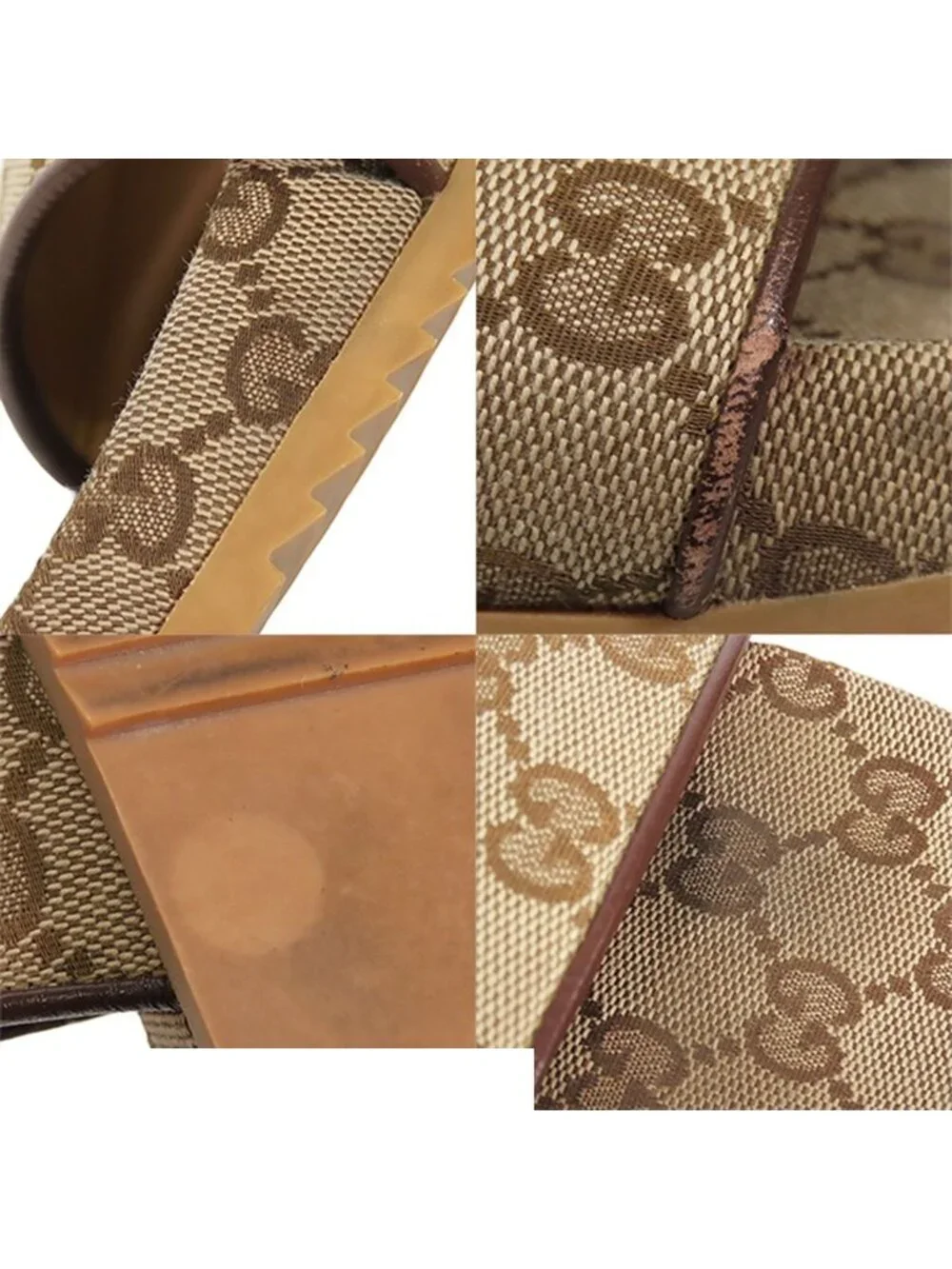 Gucci Sandals Beige GG Canvas Slide Shoes 8